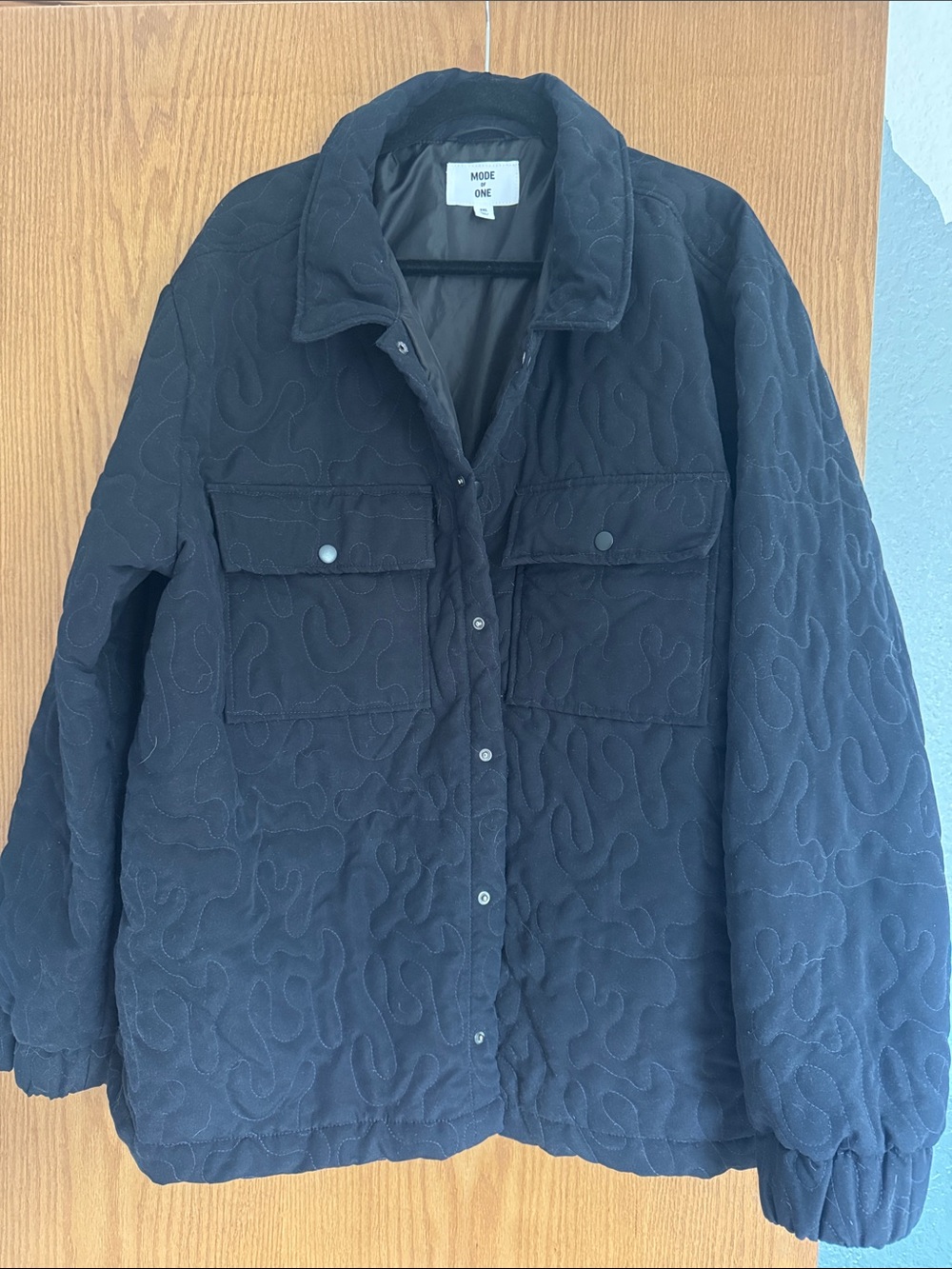 Black Quilted Shirt Jacket